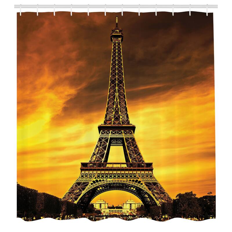 Ambesonne Eiffel Tower Shower Curtain, Cloth Fabric Bathroom Decor Set